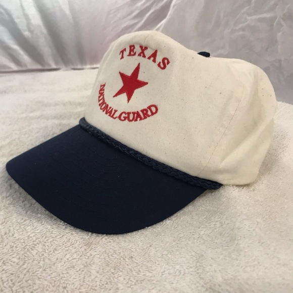 Nissun Cap's "Texas National Guard" Adjustable Cream&Blue&Red Vintage Ball Cap - Picture 5 of 14